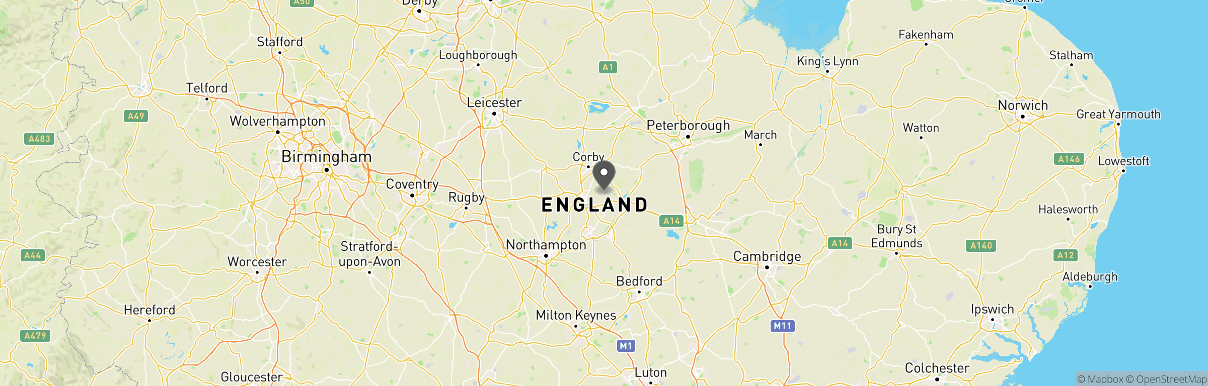 Location map of RAF Grafton Underwood