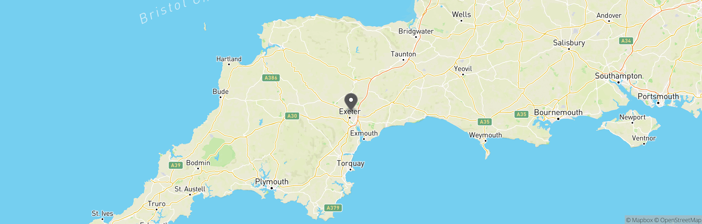 Location map of Skirmish Airsoft Exeter