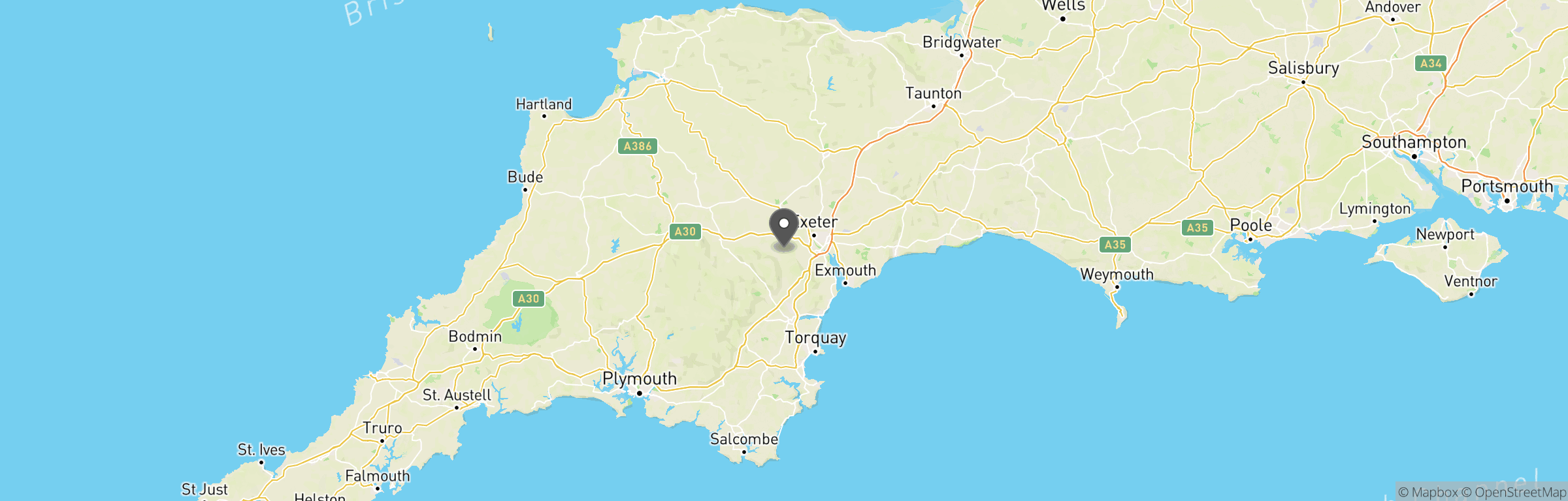 Location map of Exeter Airsoft